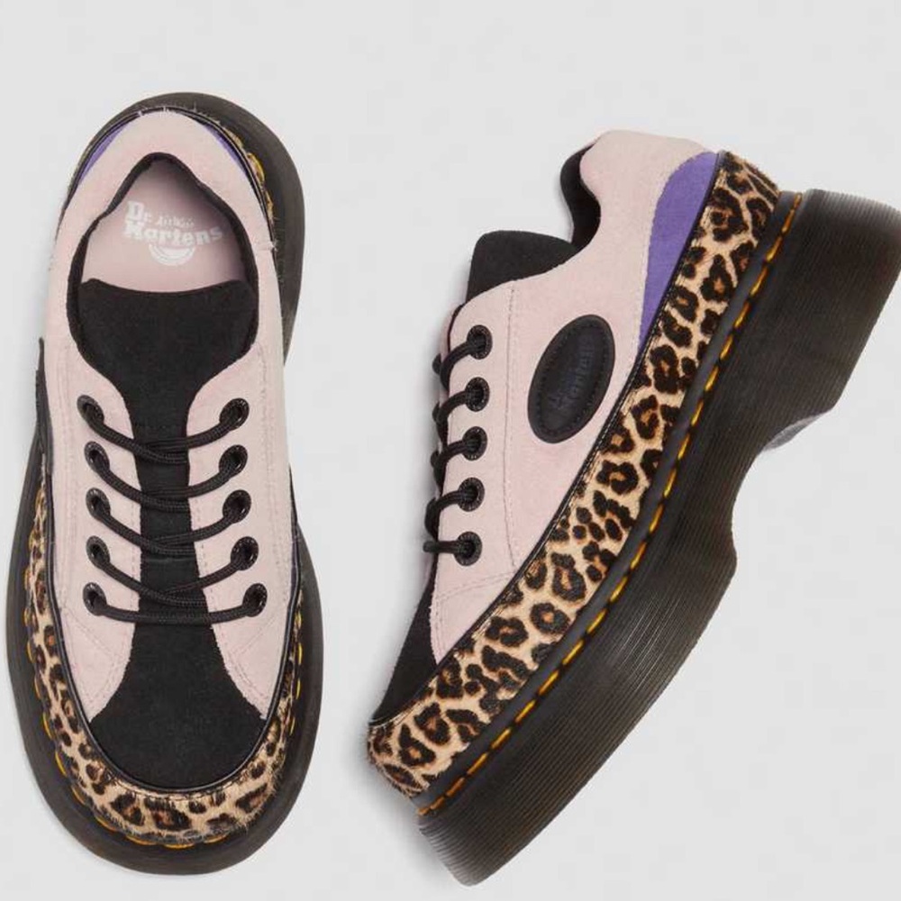 New Dr. Martens BUZZ 5-Eye Leopard & Suede Platform Shoes - Picture 15 of 16